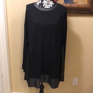 🩶🤎Conspiracy Gold & Silver metallic asymmetrical hem, crew neck hi/low tunic